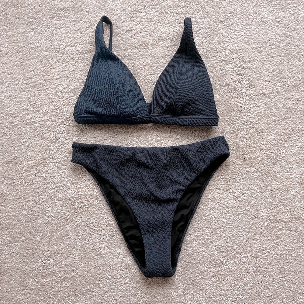 J crew textured navy blue Bikini